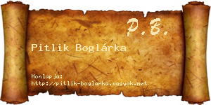 Pitlik Boglárka névjegykártya